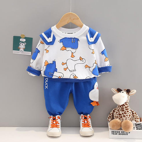 Spring and Autumn Boys Long Sleeve Set Two-Piece Set