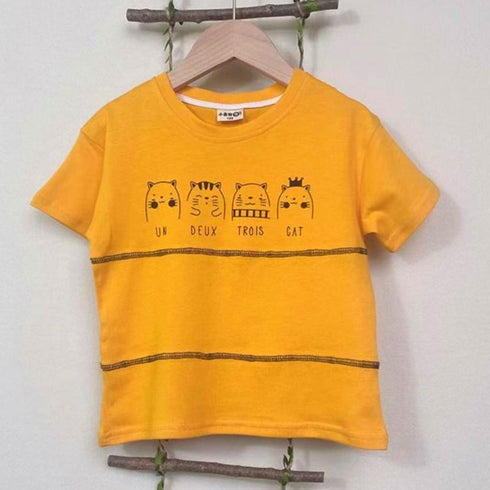 Cute Cartoon Printed Round Neck Breathable Children's T-shirt