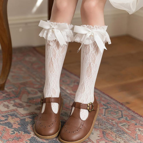 Children's Lace Bow Stockings(Two packs)