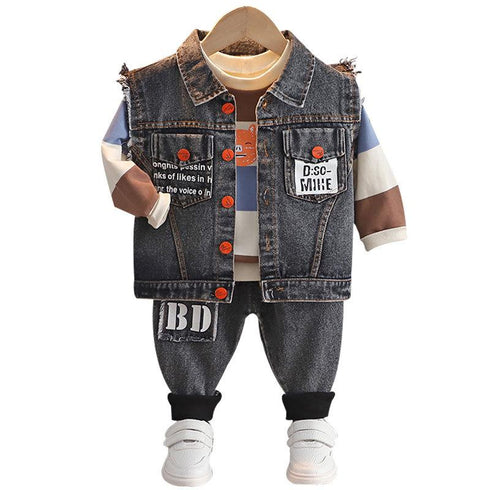 Boys spring and autumn suit set of three