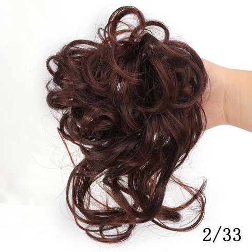 Synthetic bun wig fluffy hair ring ball head