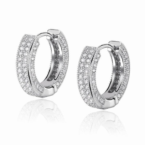 Ring earrings full of zircon hip-hop earrings for men and women