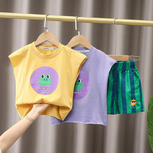 Camisole Suit Vest Thin Children Sleeveless Two Piece Set