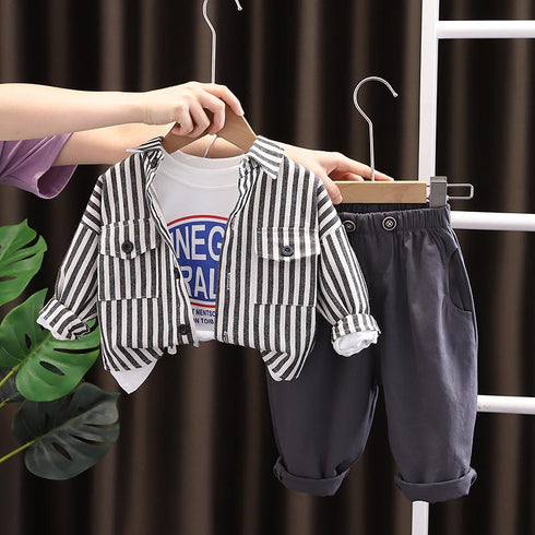 Boys spring and autumn suit set of three