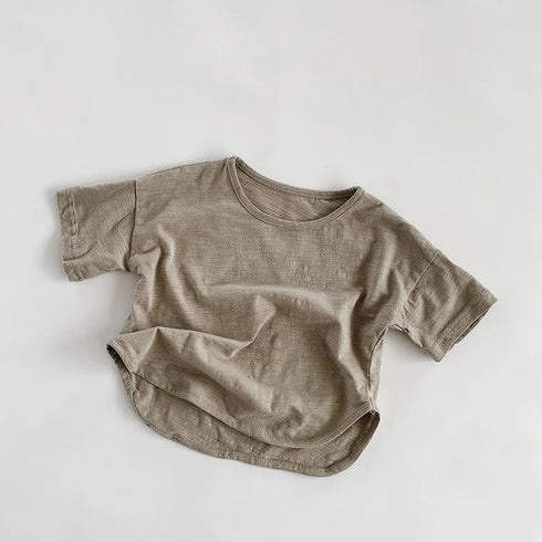 Slub Cotton Short Sleeve T-shirt Sweat Absorbing Cotton Top