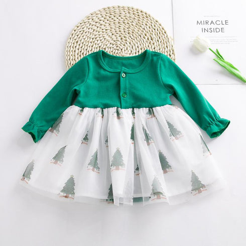 Christmas party dress baby halo dress jumpsuit