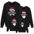 Family of three black vests Santa cartoon printed Christmas top