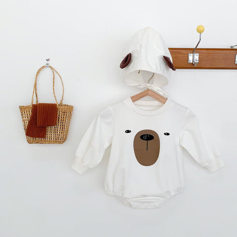 Cute bear printed one-piece sweater long sleeve fart jacket climbing clothes hat