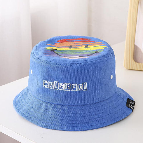 Children's Thin Smiley Fisherman Hat in Spring and Autumn, Circumference 18-20 in