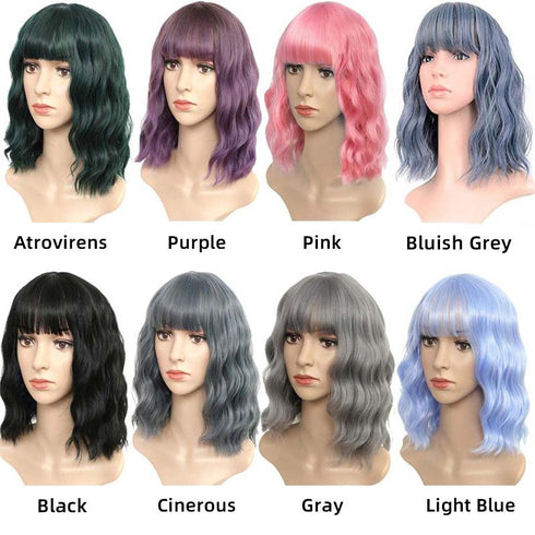 Ladies short curly hair multicolor chemical fiber wig headgear