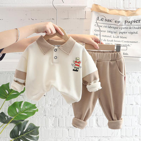 Spring and Autumn Boys' Long Sleeve Suit Two-Piece Set