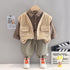 Spring and Autumn Boys Three-Piece Shirt Long Sleeve Set