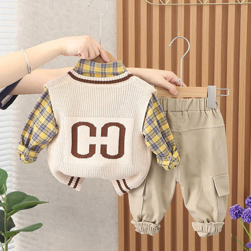 Spring and Autumn Boys Sweater Vest Set of Three