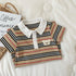 Vintage striped one-piece dress lapel Polo shirt baby handsome creeping suit