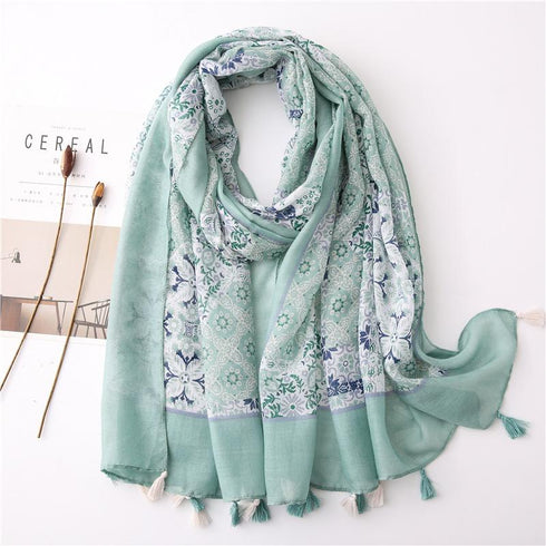 Small Fresh Cotton and Hemp Scarf Bohemian Printed Scarf