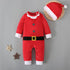 Santa Claus Long Sleeve Jumpsuit Hat Two-Piece Set