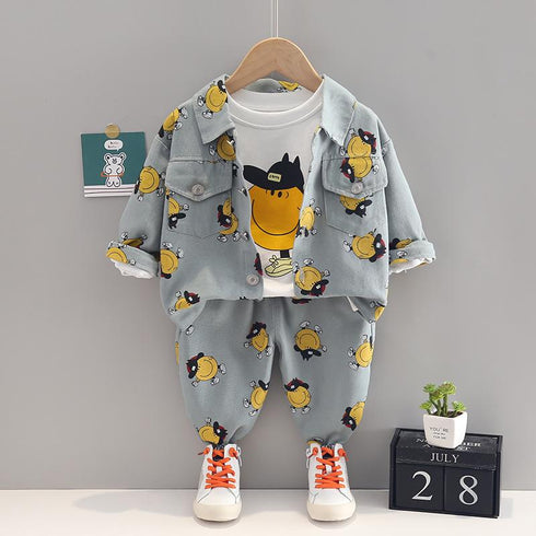 Children's long sleeve set spring and autumn three-piece set