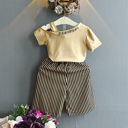 Summer girls short sleeve top shorts two-piece set