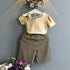 Summer girls short sleeve top shorts two-piece set