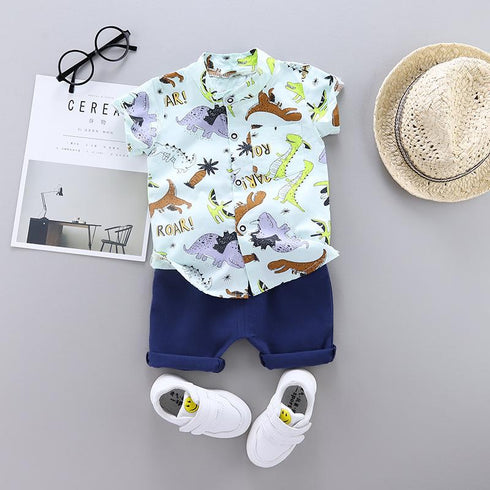 Summer Boys Dinosaur Print Short Sleeve Set