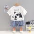 Boys casual suit denim shorts short sleeve two-piece set