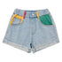 Girls' Color Blocking Cuffed Denim Shorts