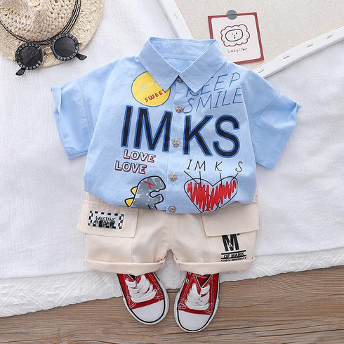 Cartoon Lapel Shirt Short Sleeve Suit
