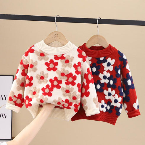 Little Flower Children's Sweater Thickened Long Sleeve Top