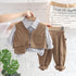 Spring and Autumn Boys Shirt Long Sleeve Three-Piece Set