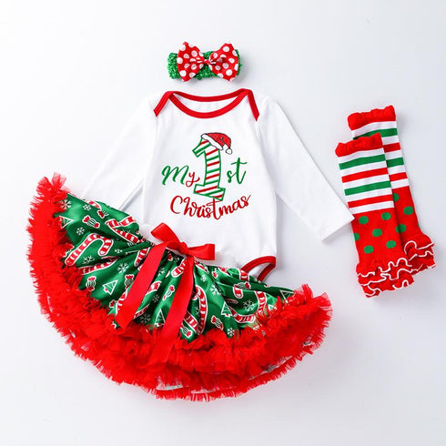 Christmas baby princess dress socks 3-piece baby dress