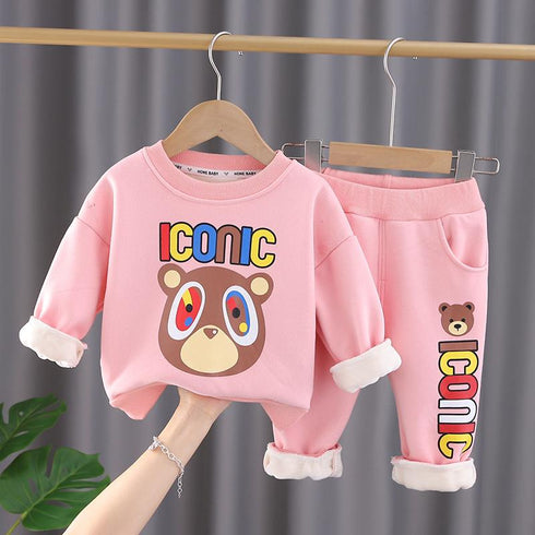 Autumn and winter children plus velvet vests pants set