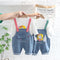 Spring and Autumn Girls Casual Denim Straps Two-Piece Set