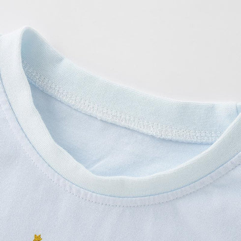 2022 New Summer Girls Cartoon Three-dimensional Flower Decoration Short Sleeve Cotton Round Neck T-shirt