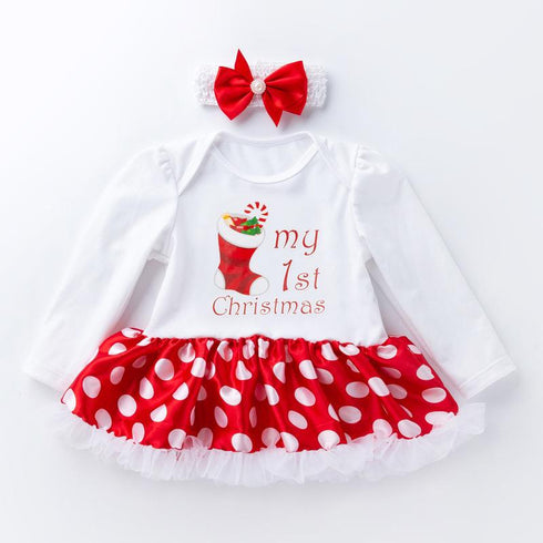 Christmas Baby Long Sleeve Ha Dress Jacket Climbing Dress Infant Festival Suit
