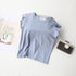 Ruffled Crewneck Feifei Short Sleeve T-Shirt Solid Color Top