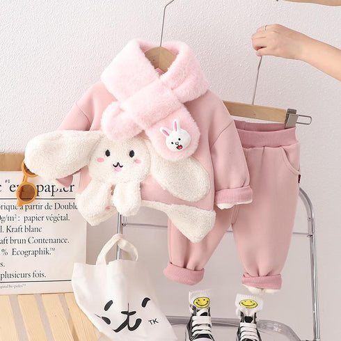 Autumn and winter girls plus velvet sweater two-piece suit