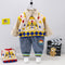 Autumn dress little boy denim casual pants little tiger long sleeve shirt cartoon sweater vest set of three