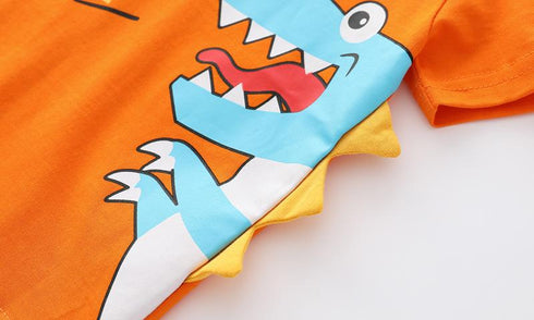 Summer Boy Dinosaur Print Short Sleeve