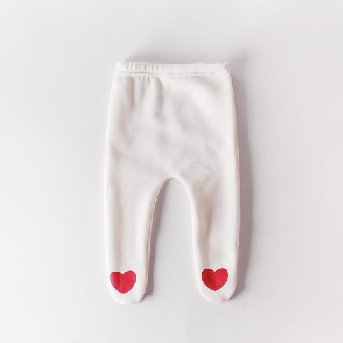 Spring and autumn baby baby cute heart-shaped plus velvet leggings