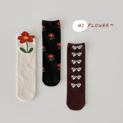 Bow flower baby socks color matching socks