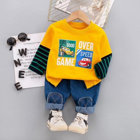 Boys spring and autumn suit two-piece set