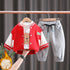 Boys winter plus velvet baseball suit sports pants set of three
