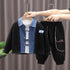 Boys winter suit plus velvet sweater set of three