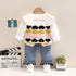 Spring and Autumn Girls Knitted Sweater Cardigan Shirt Jeans Three-Piece Set