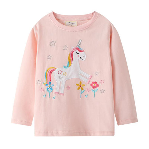 Girls Cotton Long Sleeve T-shirt European And American Style Cartoon Printed Round Neck Jacket