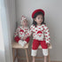New Year's cute Santa Claus wave dot pullover long sleeve warm heart sweater plus velvet pants
