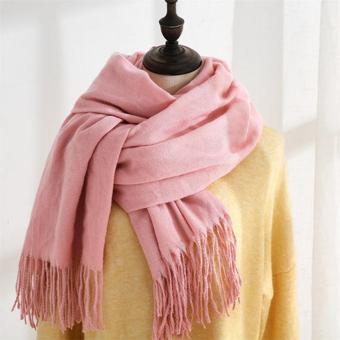 Solid color cashmere scarf fashion tassel scarf