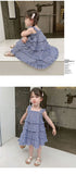 New Girls Summer Plaid Dress Girls Cake Dress Children's Clothing Suspender Skirt