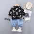 Spring and Autumn Boys Fleece Jeans Set