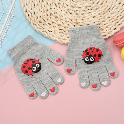 Cartoon animals plus velvet padded warm gloves